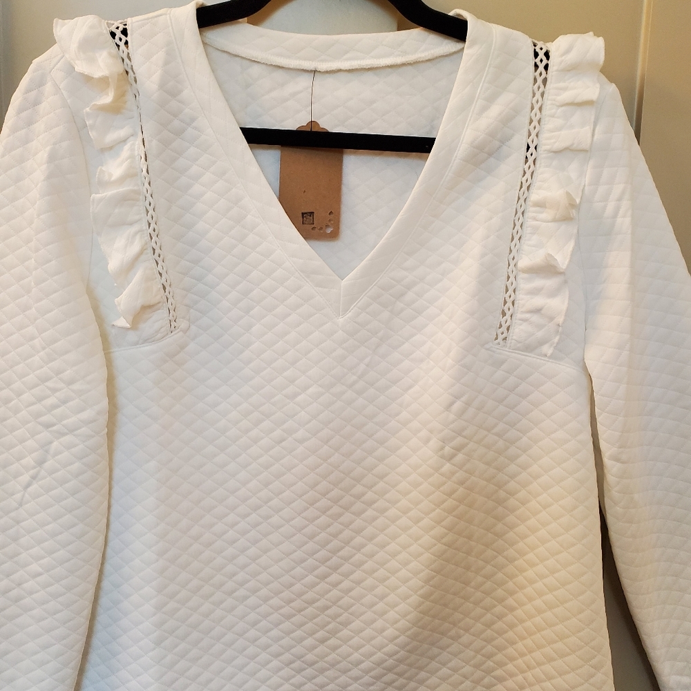 White diamond-stitched quilt-stitch top - Picture 6 of 13